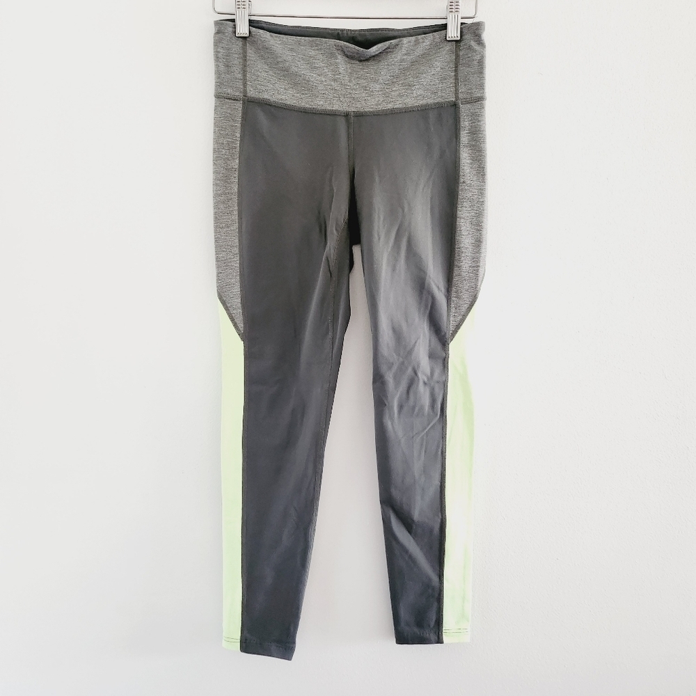 Athleta Colorblock Revelation Tight  Leggings Gray Green